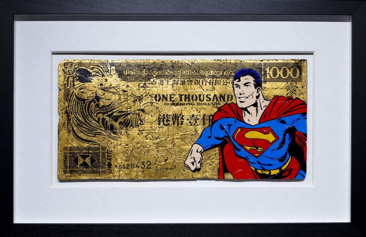 Hong Kong Dollar - Super Man Original Lhouette Framed