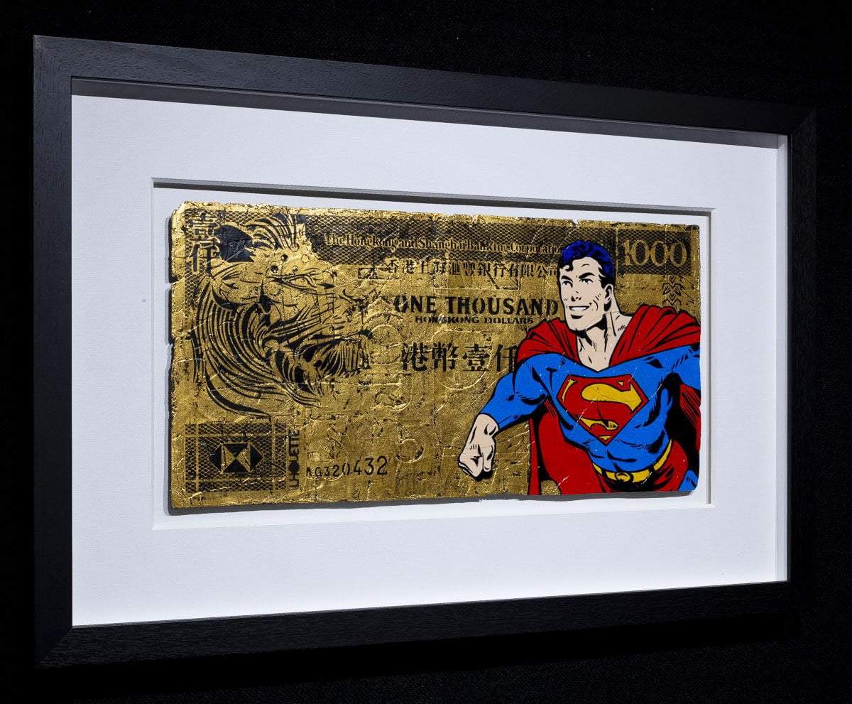 Hong Kong Dollar - Super Man Original Lhouette Framed