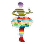 Last Orders - Green Striped Geometric - Miniature Wall Sculpture - SOLD by artist Lhouette - Wyecliffe Galleries