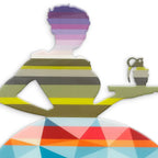 Last Orders - Green Striped Geometric - Miniature Wall Sculpture - SOLD by artist Lhouette - Wyecliffe Galleries