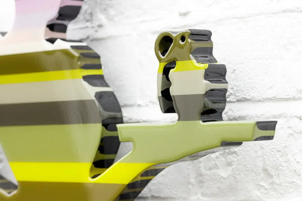 Last Orders - Green Striped Geometric - Miniature Wall Sculpture - SOLD by artist Lhouette - Wyecliffe Galleries