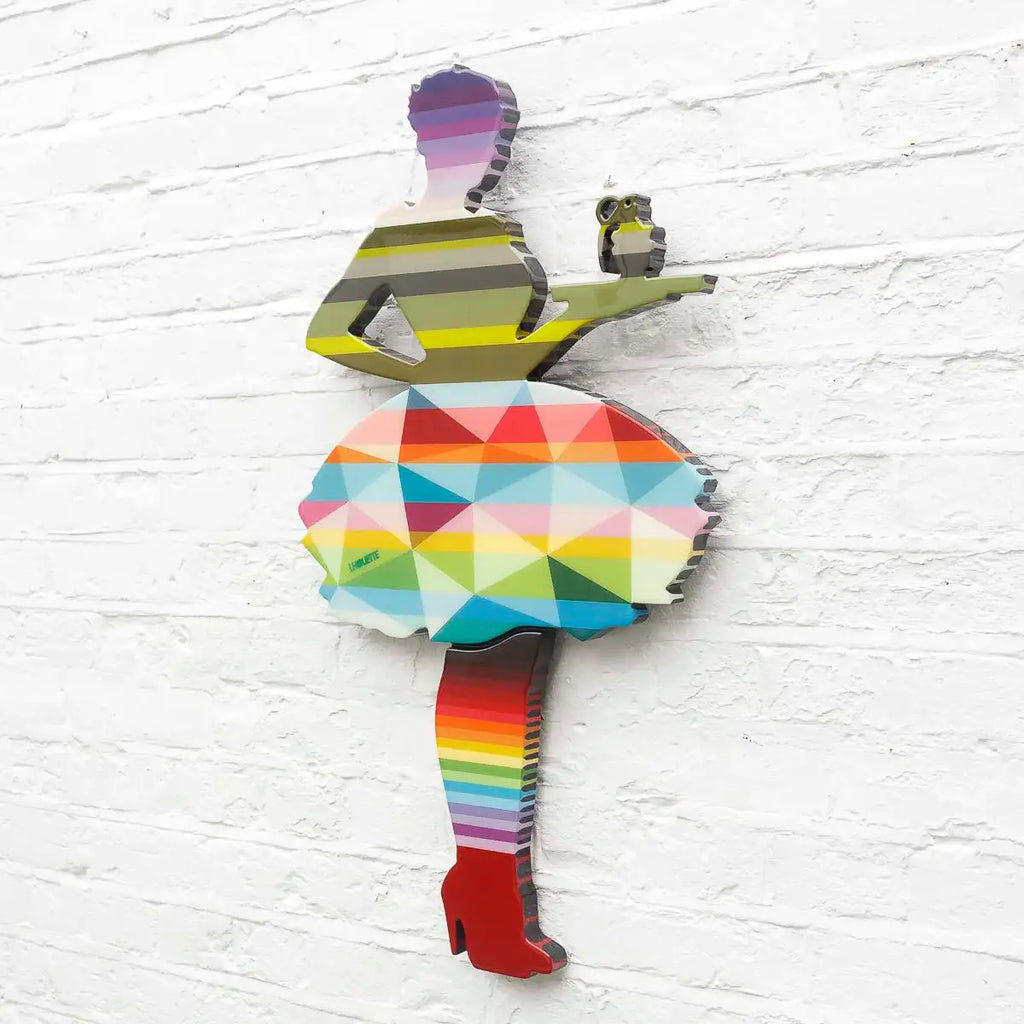 Last Orders - Green Striped Geometric - Miniature Wall Sculpture - SOLD by artist Lhouette - Wyecliffe Galleries