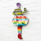 Last Orders - Green Striped Geometric - Miniature Wall Sculpture - SOLD by artist Lhouette - Wyecliffe Galleries