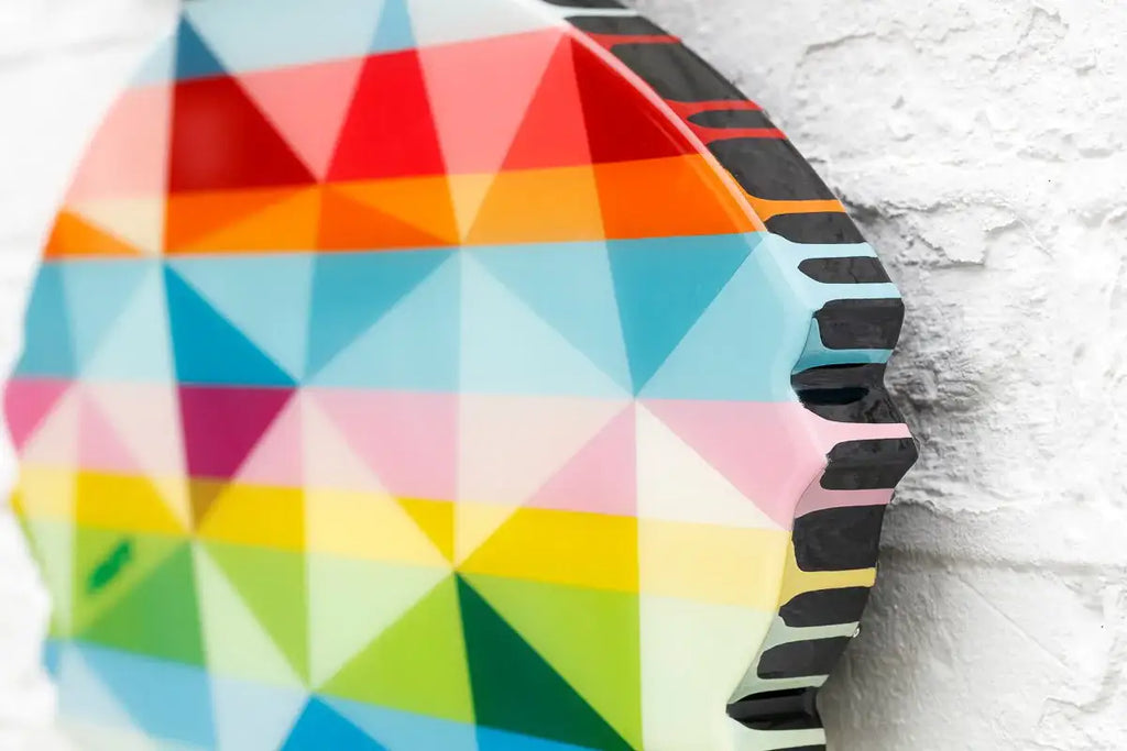 Last Orders - Green Striped Geometric - Miniature Wall Sculpture - SOLD by artist Lhouette - Wyecliffe Galleries