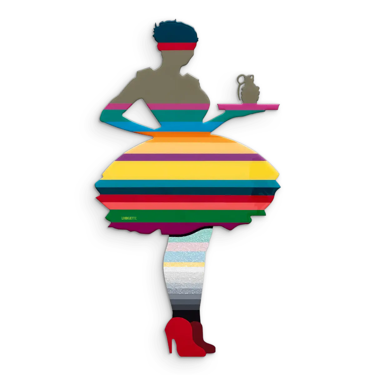 Last Orders Miniature Striped Khaki - Original Wall Sculpture - SOLD by artist Lhouette - Wyecliffe Galleries