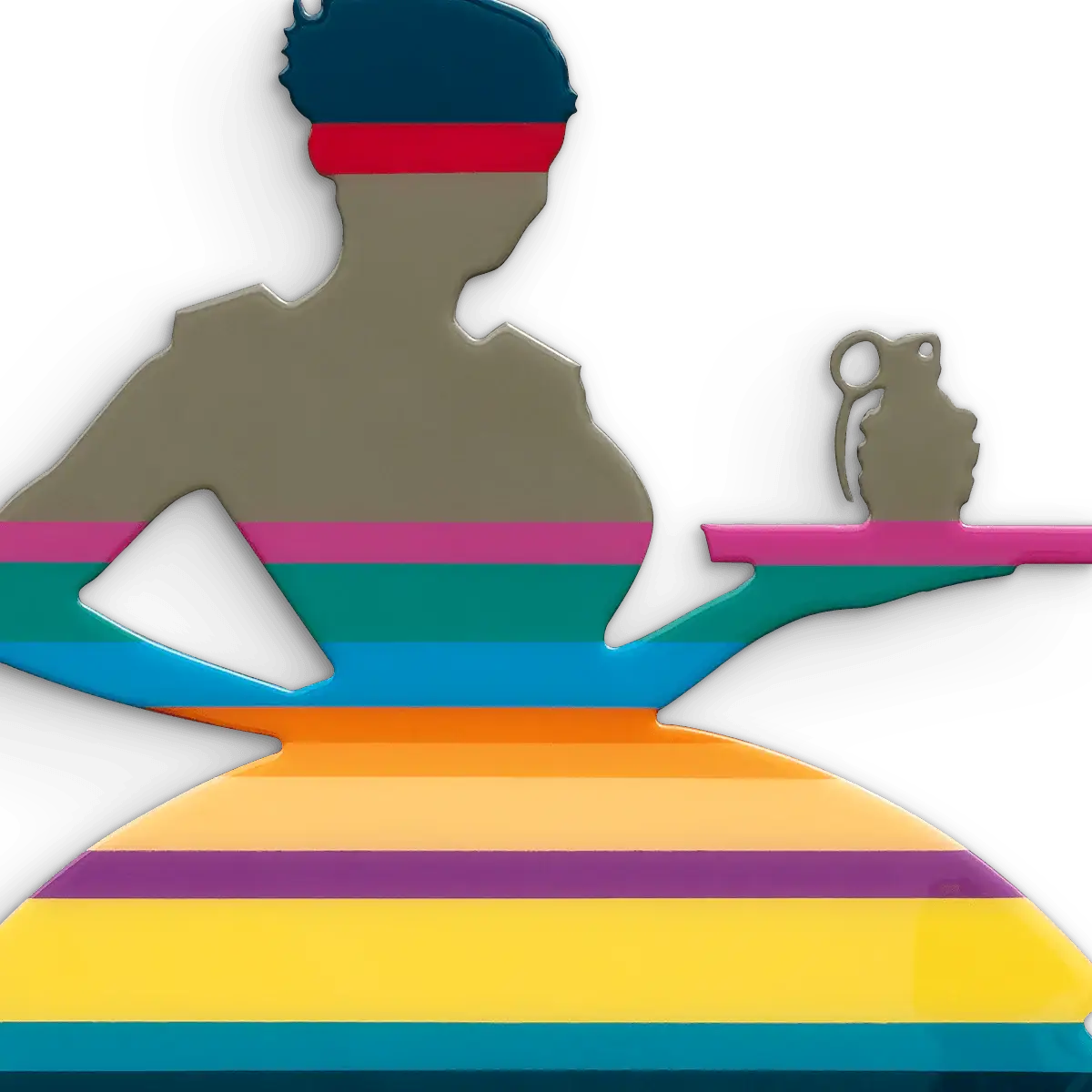 Last Orders Miniature Striped Khaki - Original Wall Sculpture - SOLD by artist Lhouette - Wyecliffe Galleries