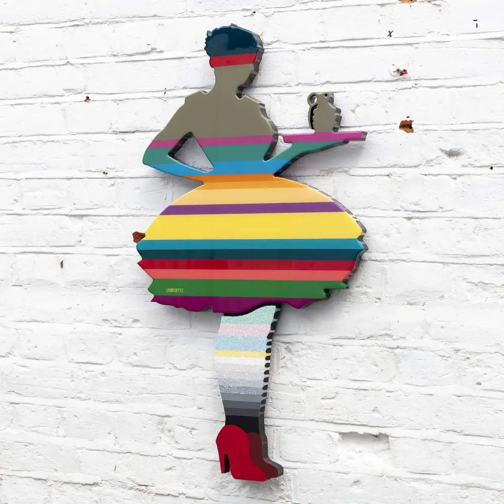 Last Orders Miniature Striped Khaki - Original Wall Sculpture - SOLD by artist Lhouette - Wyecliffe Galleries