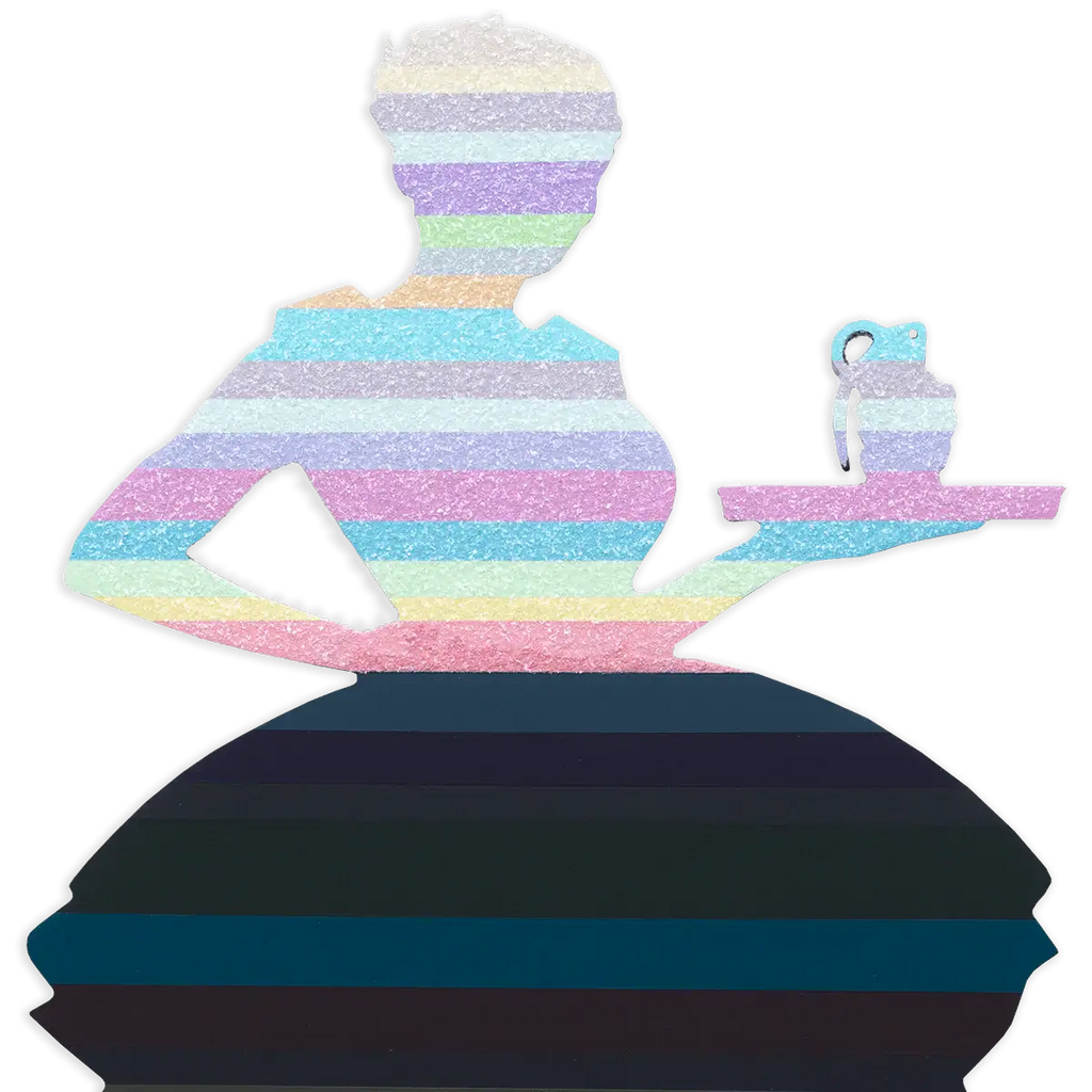 Last Orders Miniature Wall Sculpture Light & Dark Striped - Original - SOLD by artist Lhouette - Wyecliffe Galleries