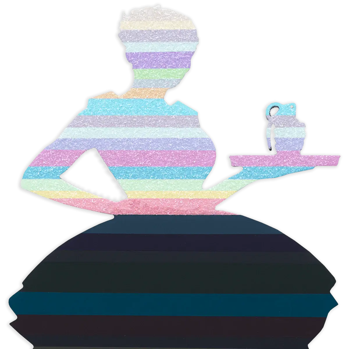 Last Orders Miniature Wall Sculpture Light & Dark Striped - Original - SOLD by artist Lhouette - Wyecliffe Galleries