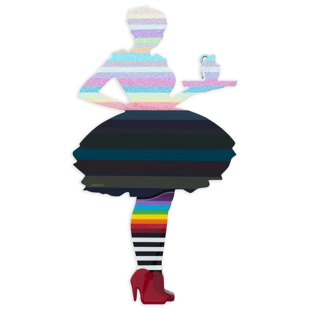 Last Orders Miniature Wall Sculpture Light & Dark Striped - Original - SOLD by artist Lhouette - Wyecliffe Galleries