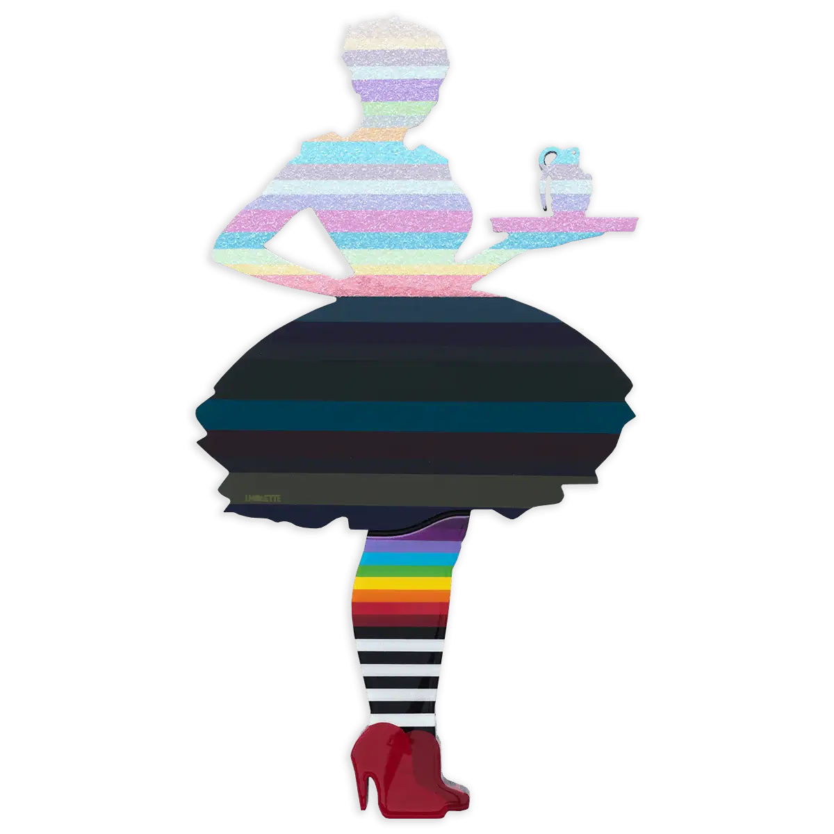 Last Orders Miniature Wall Sculpture Light & Dark Striped - Original - SOLD by artist Lhouette - Wyecliffe Galleries