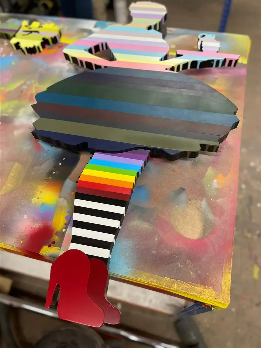 Last Orders Miniature Wall Sculpture Light & Dark Striped - Original - SOLD by artist Lhouette - Wyecliffe Galleries