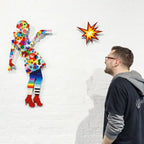 Little Miss Sunshine Distressed Polka - 2 piece Miniature Wall Sculpture - Original - SOLD by artist Lhouette - Wyecliffe Galleries