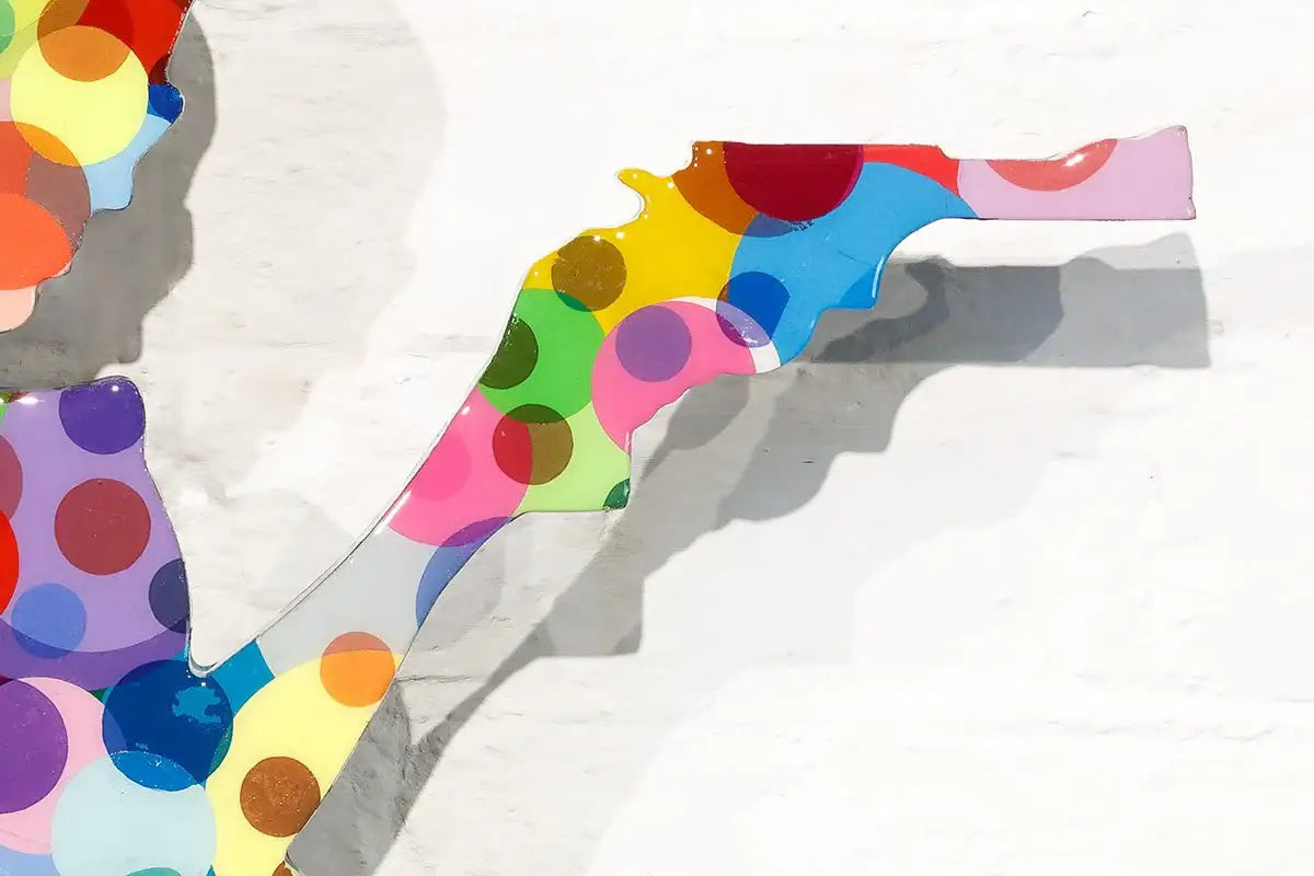 Little Miss Sunshine Distressed Polka - 2 piece Miniature Wall Sculpture - Original - SOLD by artist Lhouette - Wyecliffe Galleries