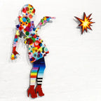 Little Miss Sunshine Distressed Polka - 2 piece Miniature Wall Sculpture - Original - SOLD by artist Lhouette - Wyecliffe Galleries