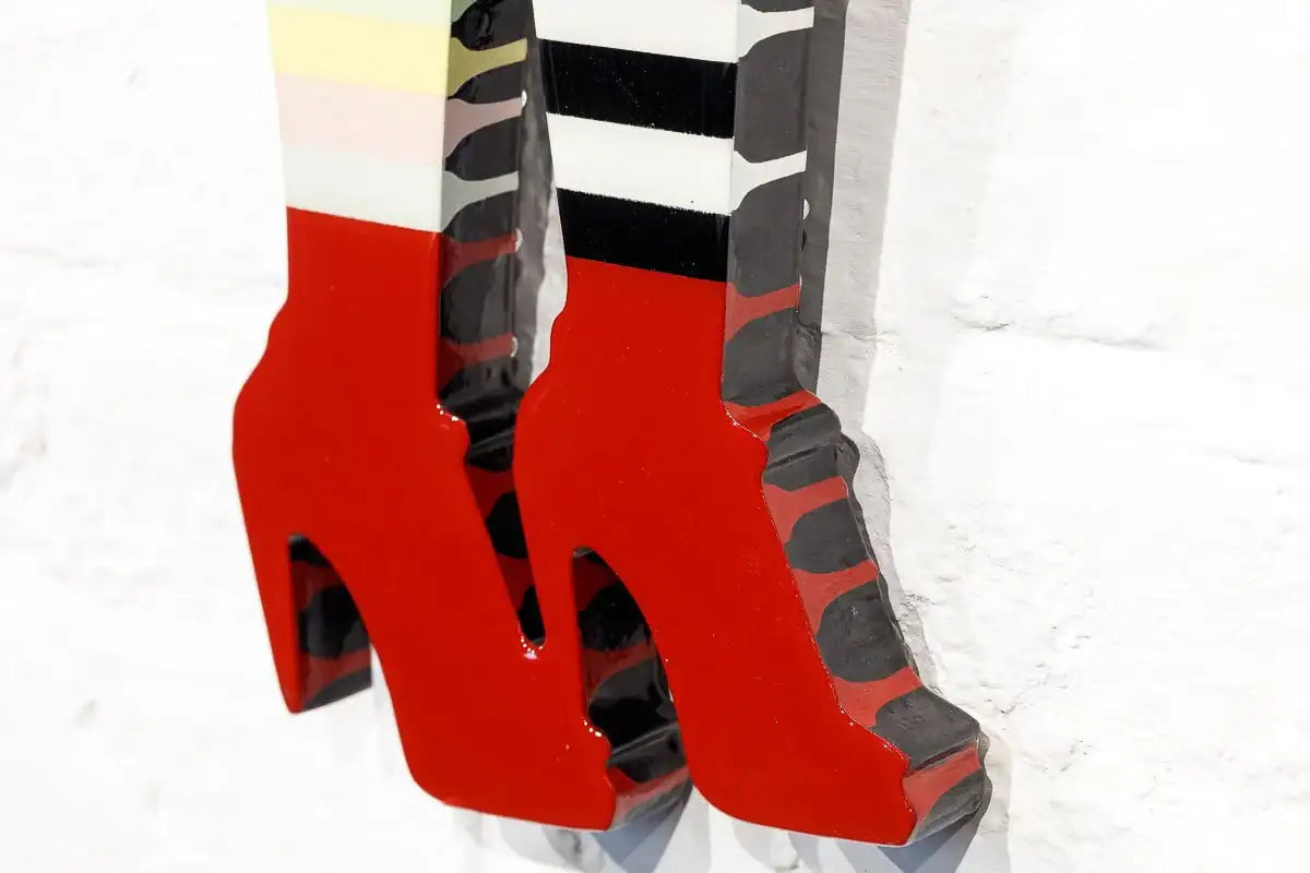 Little Miss Sunshine Distressed Polka - 2 piece Miniature Wall Sculpture - Original - SOLD by artist Lhouette - Wyecliffe Galleries