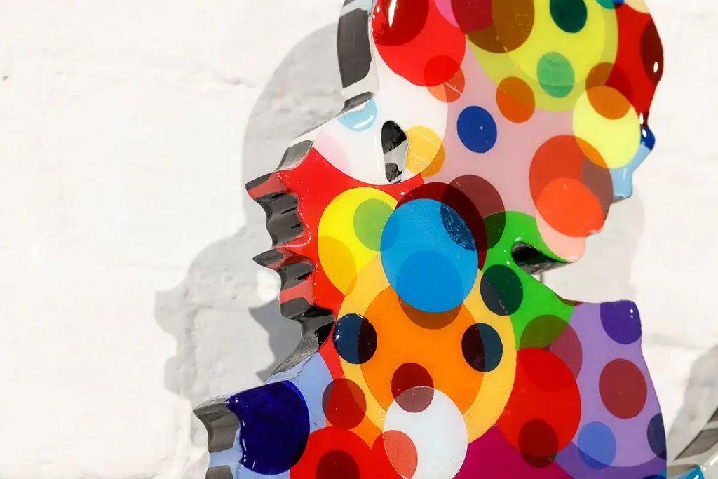 Little Miss Sunshine Distressed Polka - 2 piece Miniature Wall Sculpture - Original - SOLD by artist Lhouette - Wyecliffe Galleries