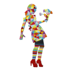 Little Miss Sunshine Floral - Geometric Miniature Wall Sculpture - SOLD by artist Lhouette - Wyecliffe Galleries