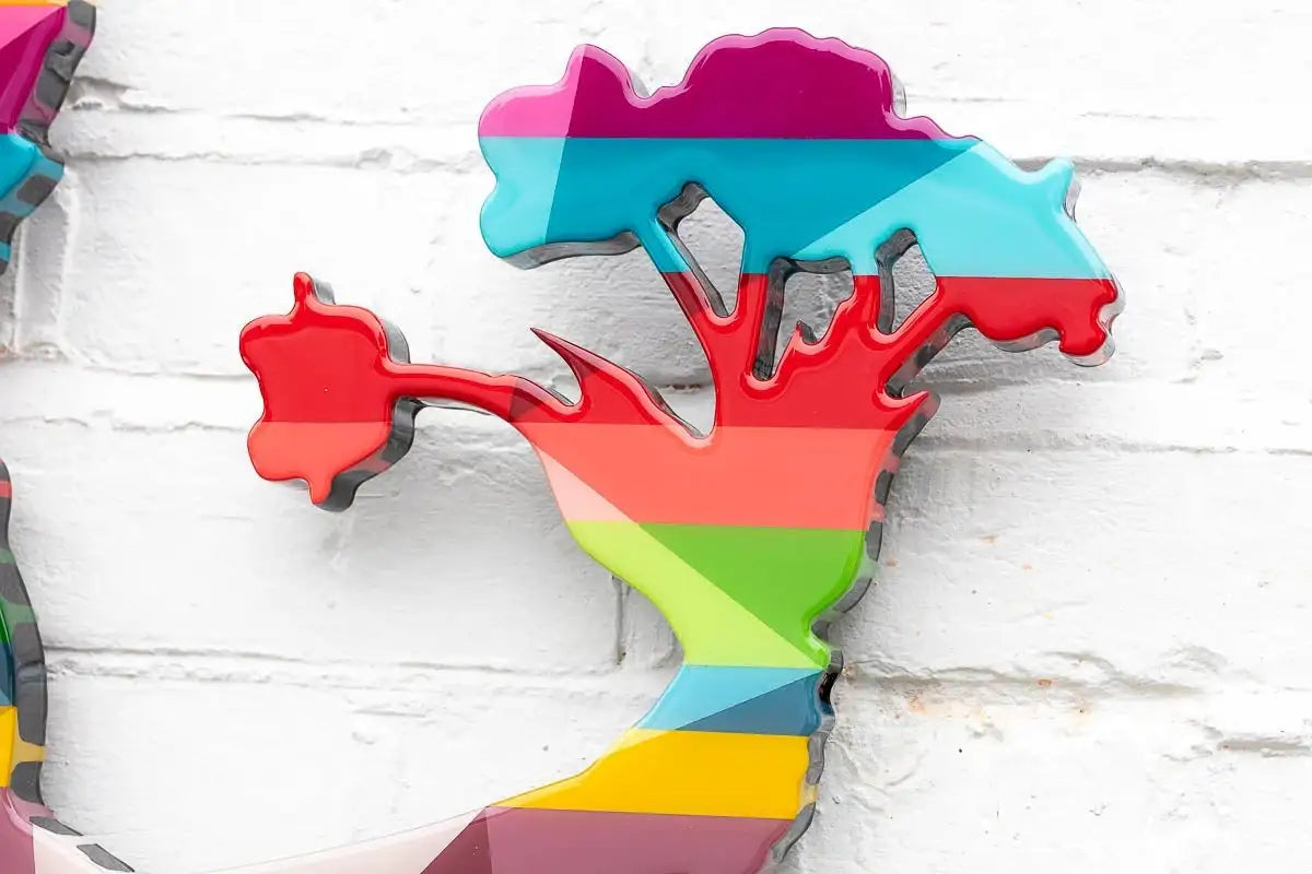 Little Miss Sunshine Floral Medium Wall Sculpture - Geometric Striped - SOLD by artist Lhouette - Wyecliffe Galleries