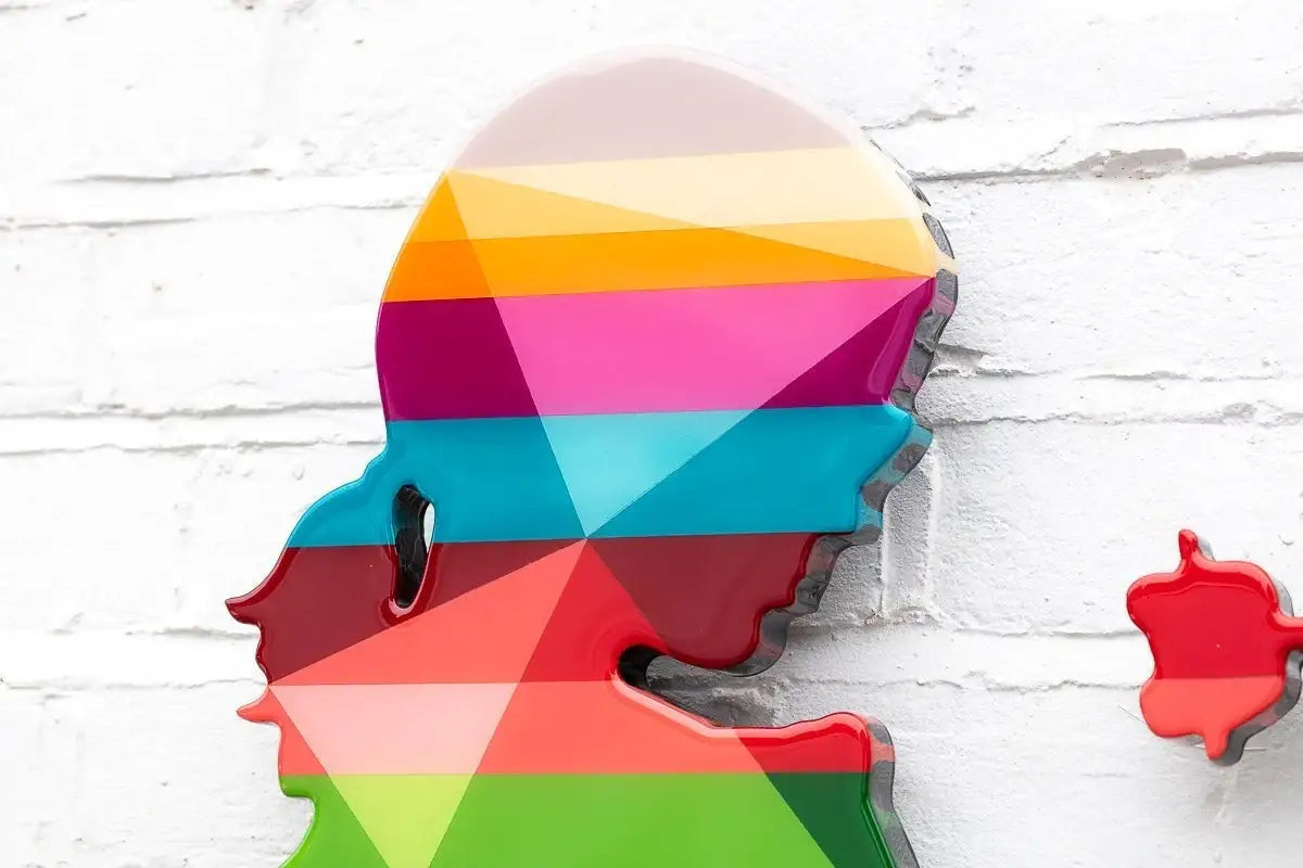 Little Miss Sunshine Floral Medium Wall Sculpture - Geometric Striped - SOLD by artist Lhouette - Wyecliffe Galleries