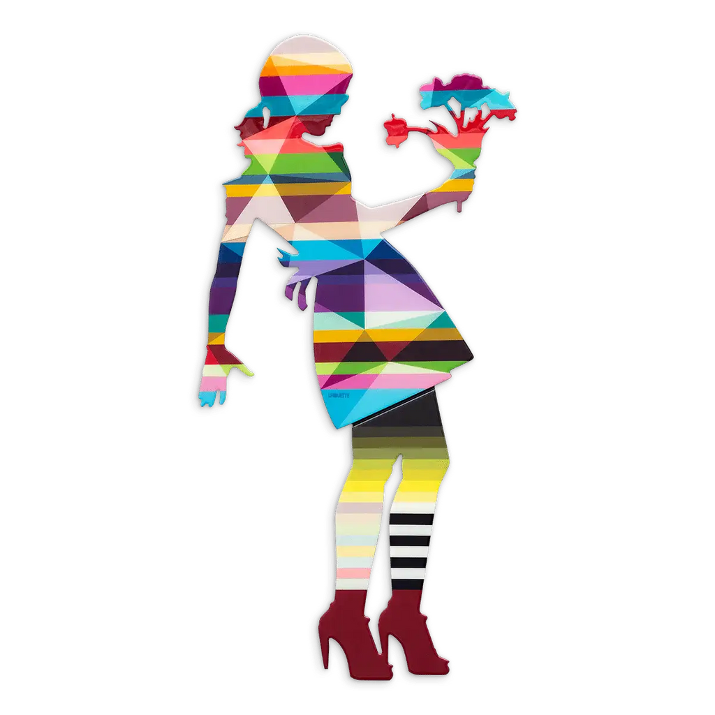 Little Miss Sunshine Floral Medium Wall Sculpture - Geometric Striped - SOLD by artist Lhouette - Wyecliffe Galleries