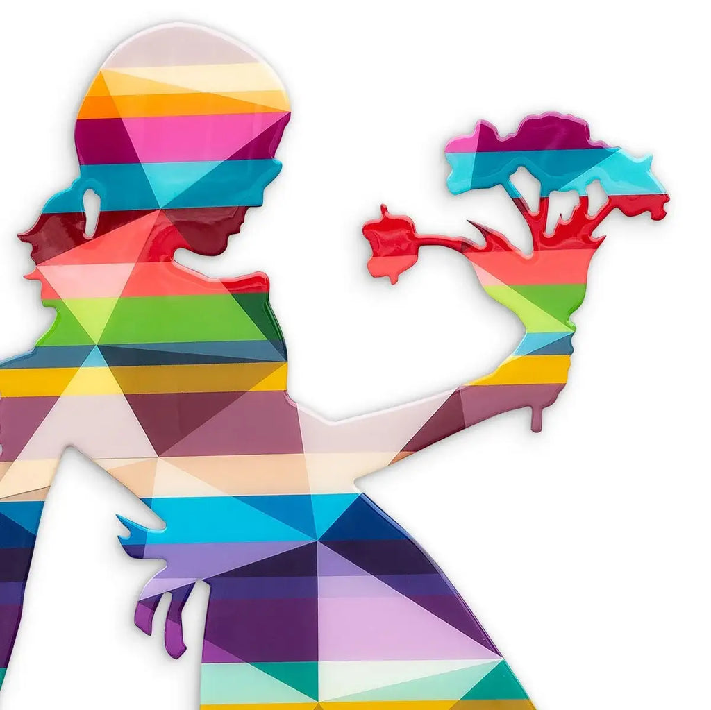 Little Miss Sunshine Floral Medium Wall Sculpture - Geometric Striped - SOLD by artist Lhouette - Wyecliffe Galleries