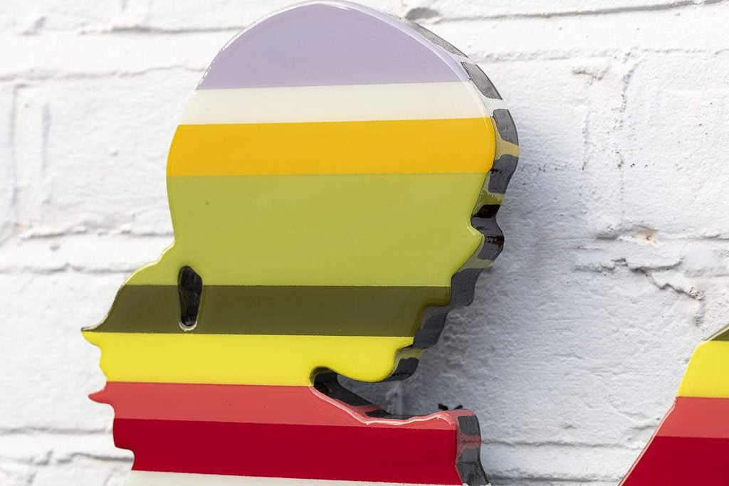 Little Miss Sunshine Striped - Two Part Wall Sculpture - Original - SOLD by artist Lhouette - Wyecliffe Galleries