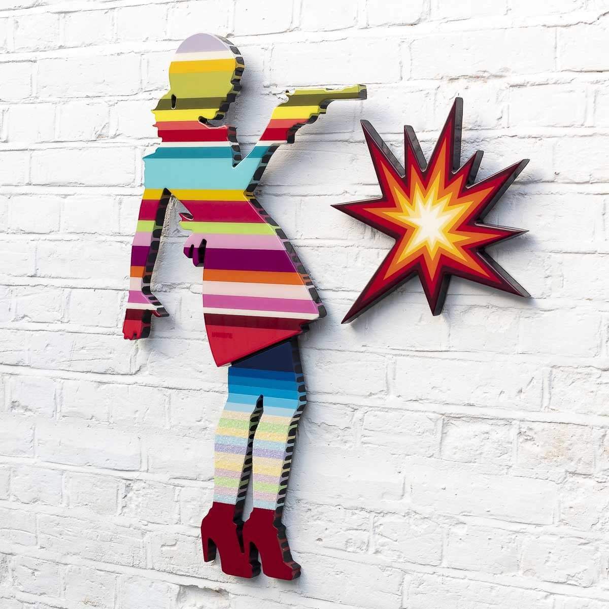 Little Miss Sunshine Striped - Two Part Wall Sculpture - Original - SOLD by artist Lhouette - Wyecliffe Galleries