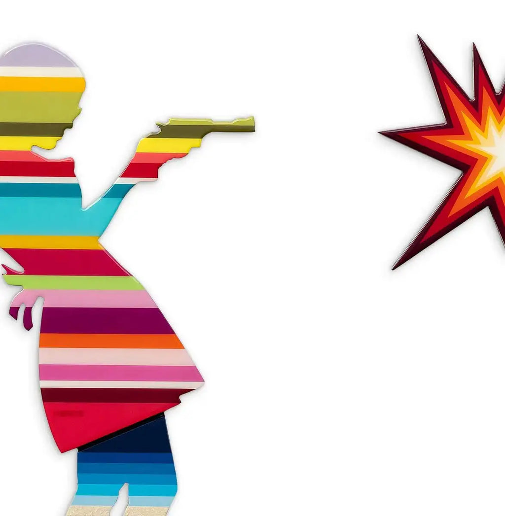 Little Miss Sunshine Striped - Two Part Wall Sculpture - Original - SOLD by artist Lhouette - Wyecliffe Galleries