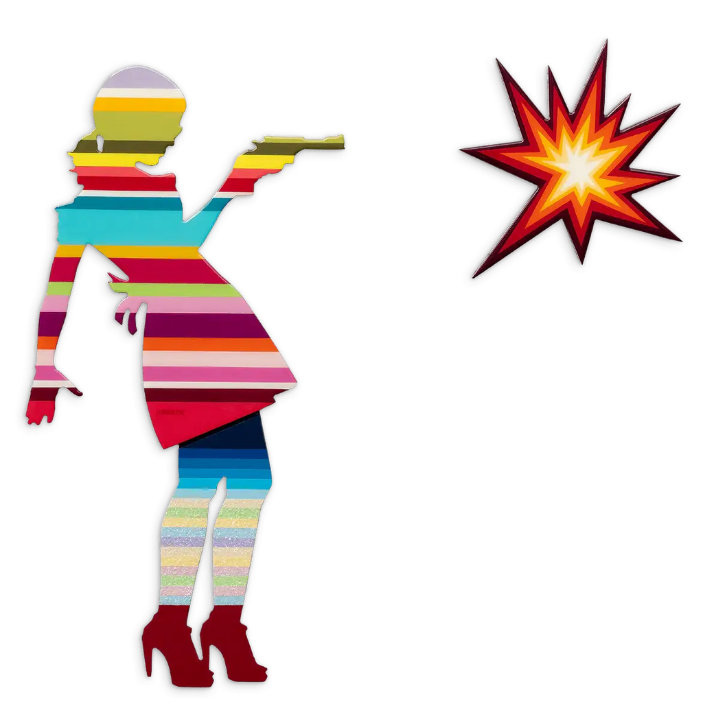 Little Miss Sunshine Striped - Two Part Wall Sculpture - Original - SOLD by artist Lhouette - Wyecliffe Galleries