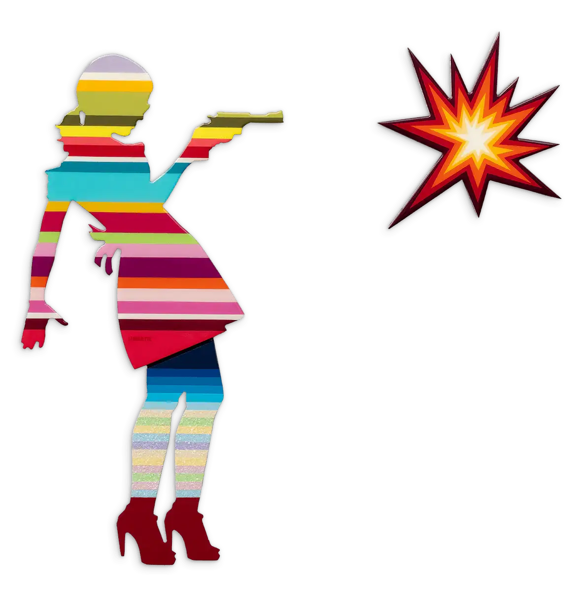 Little Miss Sunshine Striped - Two Part Wall Sculpture - Original - SOLD by artist Lhouette - Wyecliffe Galleries