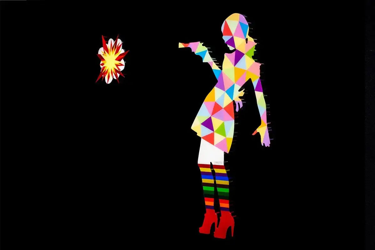 Little Miss Sunshine Pastel Geometric - Original Wall Sculpture - SOLD by artist Lhouette - Wyecliffe Galleries