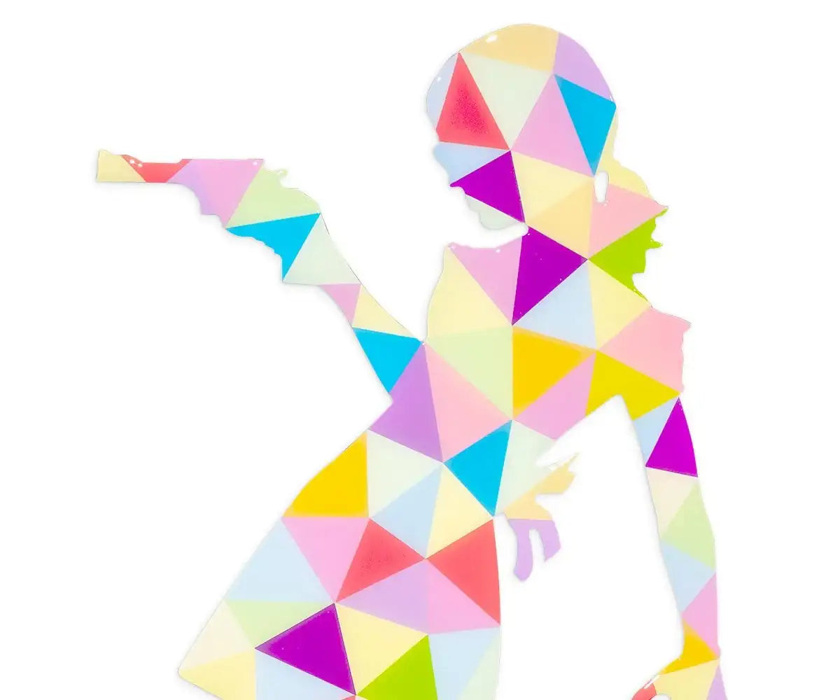 Little Miss Sunshine Pastel Geometric - Original Wall Sculpture - SOLD by artist Lhouette - Wyecliffe Galleries