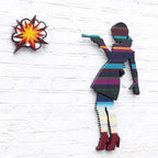 Little Miss Sunshine Mini - Multi Stripes - Original - SOLD by artist Lhouette - Wyecliffe Galleries