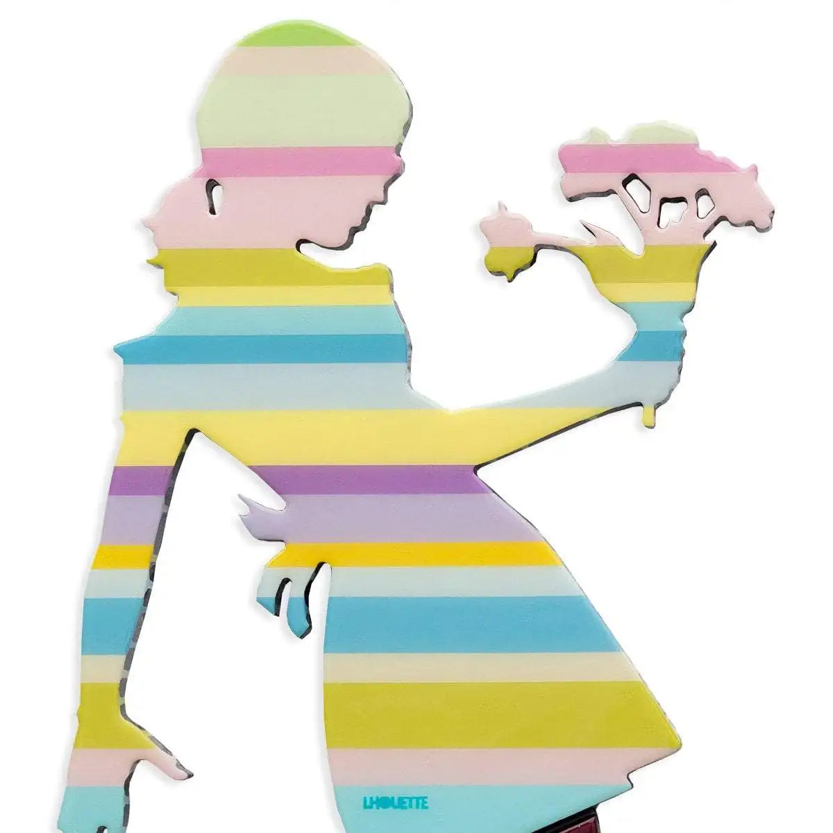 Little Miss Sunshine Miniature - Flowers and Stripes - Original - SOLD by artist Lhouette - Wyecliffe Galleries