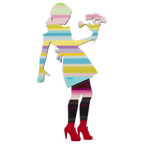 Little Miss Sunshine Miniature - Flowers and Stripes - Original - SOLD by artist Lhouette - Wyecliffe Galleries