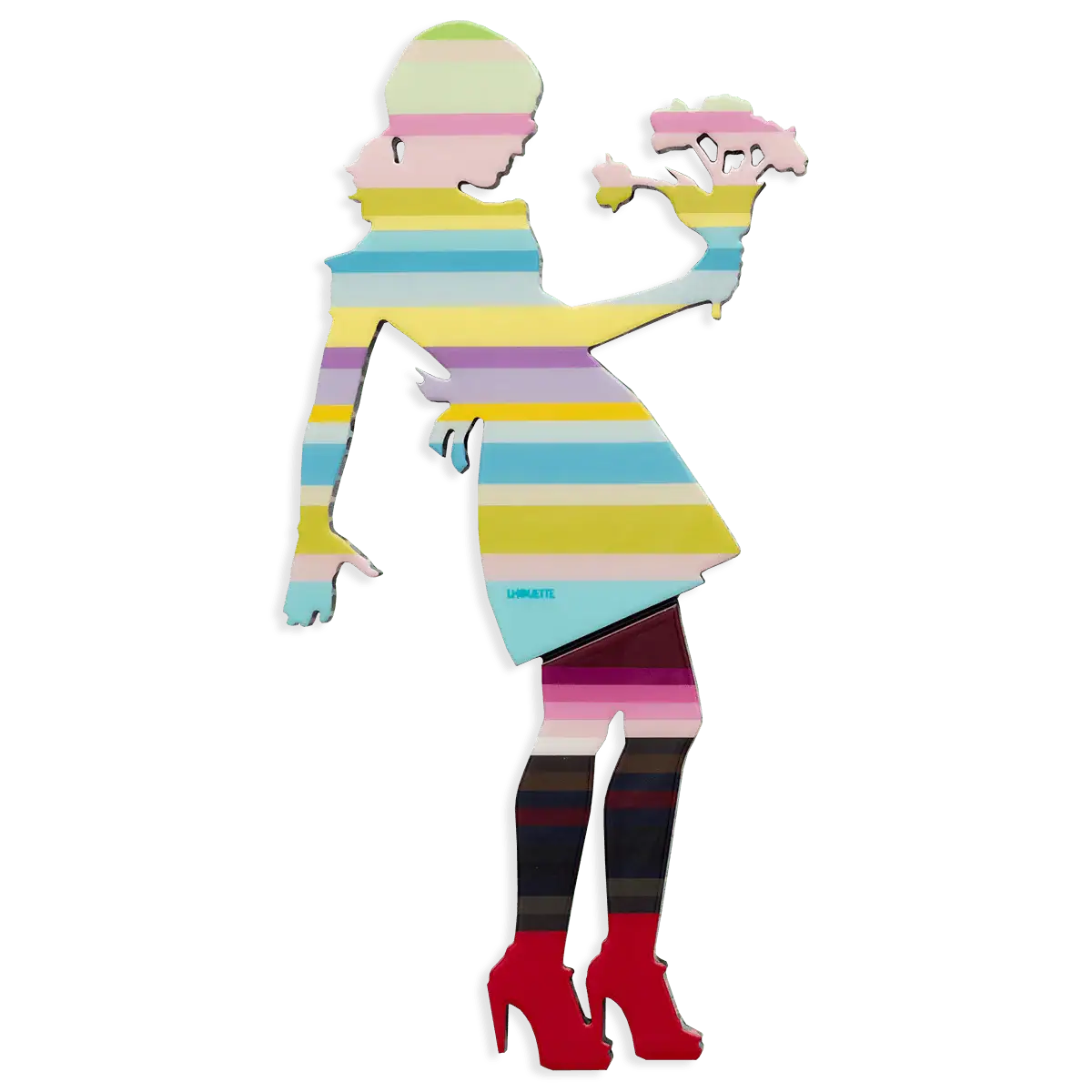 Little Miss Sunshine Miniature - Flowers and Stripes - Original - SOLD by artist Lhouette - Wyecliffe Galleries