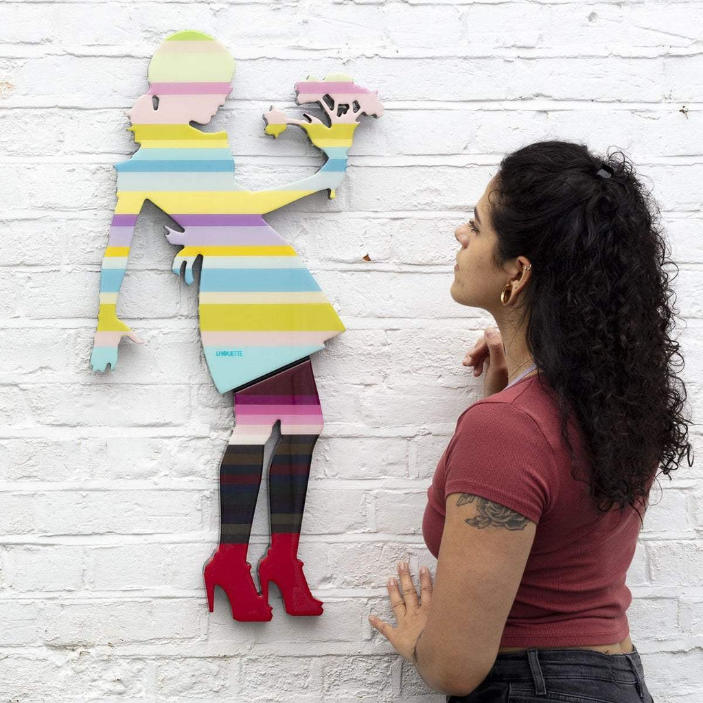 Little Miss Sunshine Miniature - Flowers and Stripes - Original - SOLD by artist Lhouette - Wyecliffe Galleries