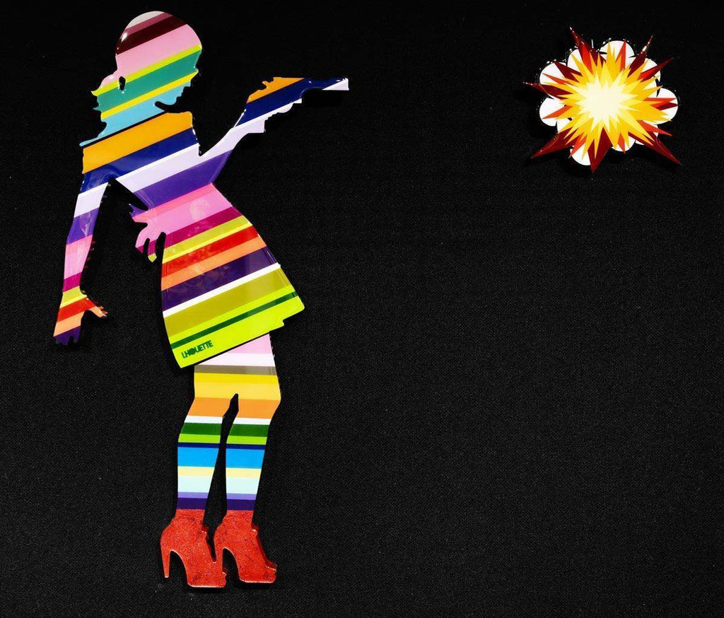 Little Miss Sunshine Striped - Original - SOLD by artist Lhouette - Wyecliffe Galleries