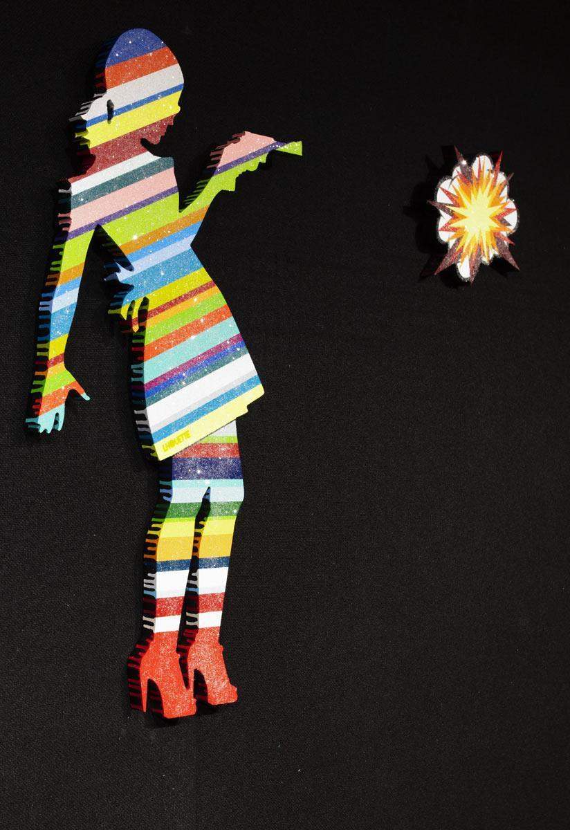 Little Miss Sunshine Striped - Original - SOLD by artist Lhouette - Wyecliffe Galleries