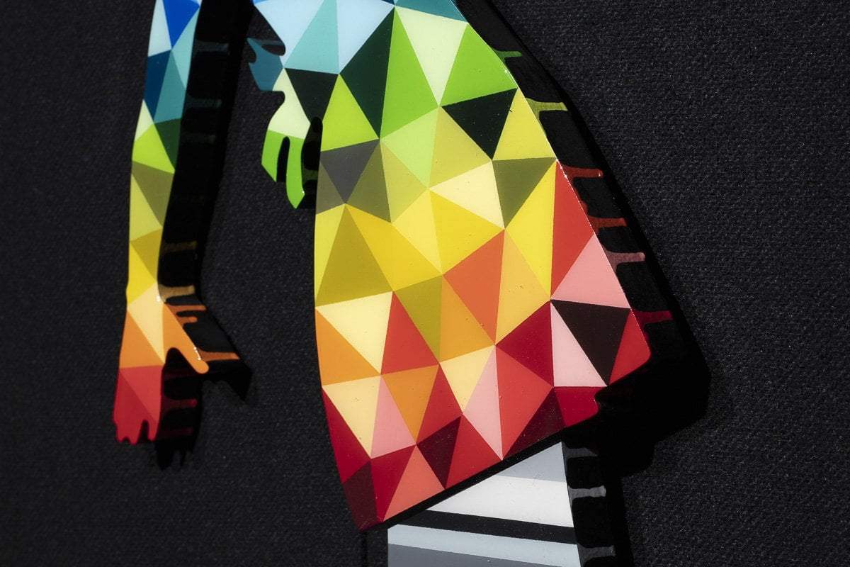 Little Miss Sunshine Miniature - Rainbow Geometric - Original Wall Sculpture - SOLD by artist Lhouette - Wyecliffe Galleries