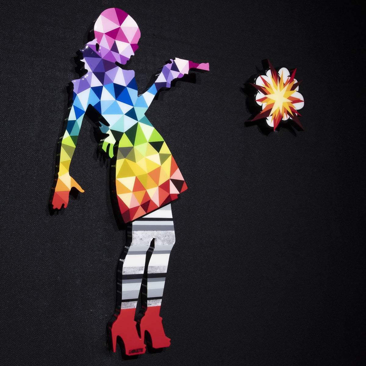 Little Miss Sunshine Miniature - Rainbow Geometric - Original Wall Sculpture - SOLD by artist Lhouette - Wyecliffe Galleries