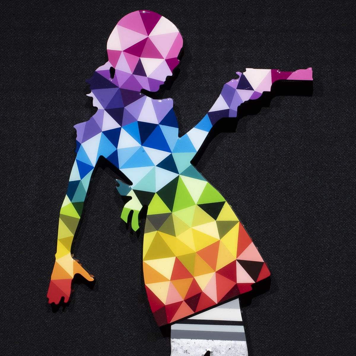 Little Miss Sunshine Miniature - Rainbow Geometric - Original Wall Sculpture - SOLD by artist Lhouette - Wyecliffe Galleries