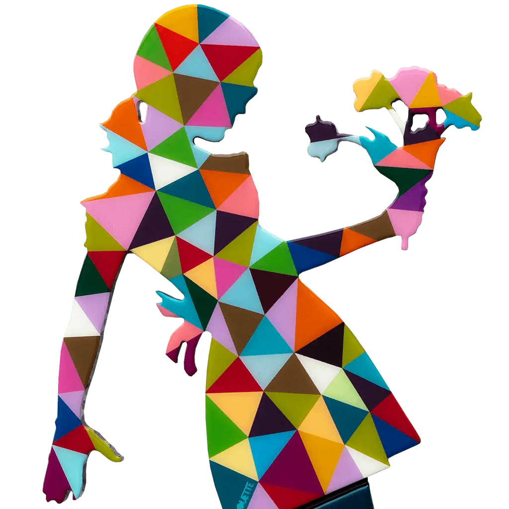 Little Miss Sunshine Miniature Wall Sculpture Geometric Flowers - Original - SOLD by artist Lhouette - Wyecliffe Galleries