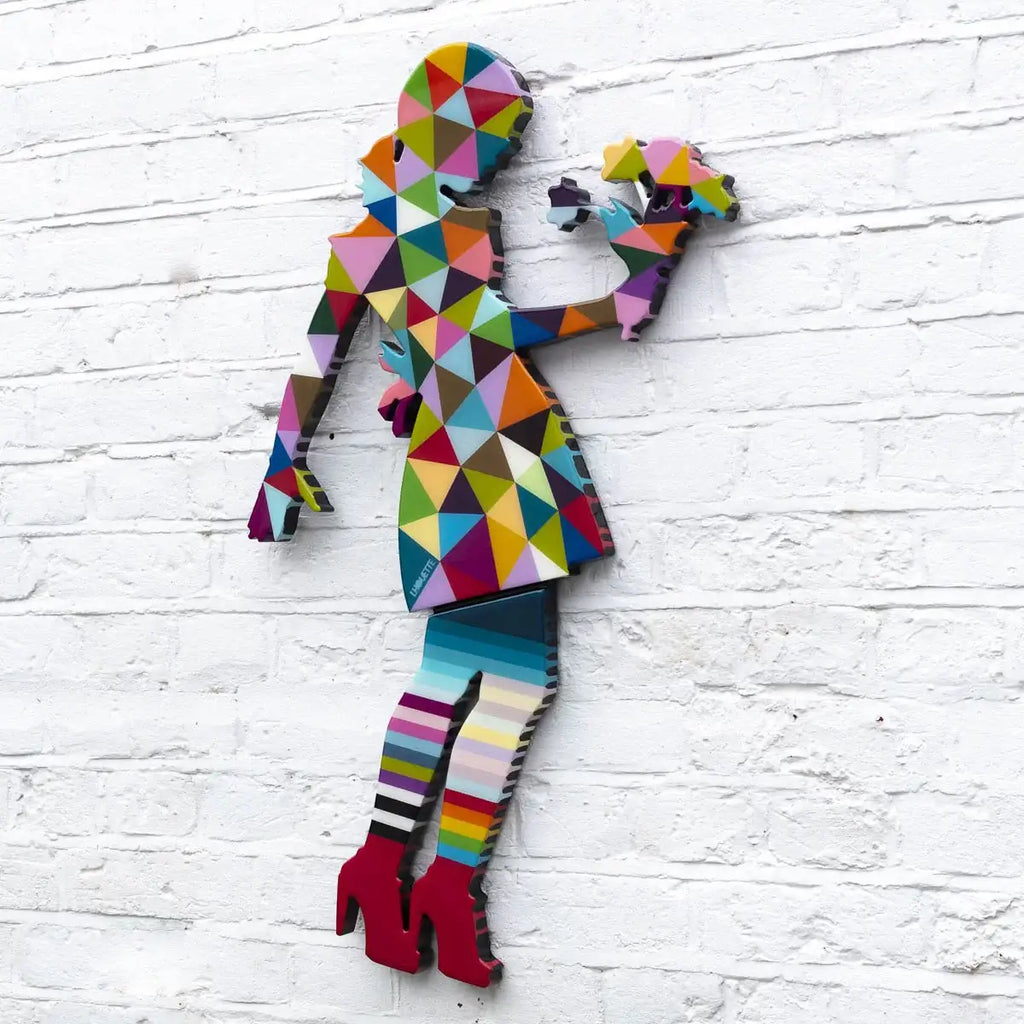 Little Miss Sunshine Miniature Wall Sculpture Geometric Flowers - Original - SOLD by artist Lhouette - Wyecliffe Galleries