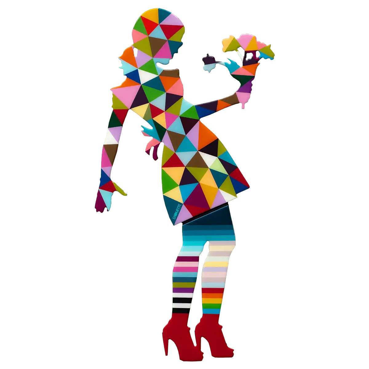 Little Miss Sunshine Miniature Wall Sculpture Geometric Flowers - Original - SOLD by artist Lhouette - Wyecliffe Galleries