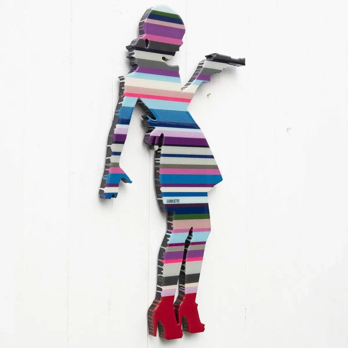 Little Miss Sunshine Miniature Pink & Purple ( Gloss Resin ) - Original Wall Sculpture - SOLD by artist Lhouette - Wyecliffe Galleries