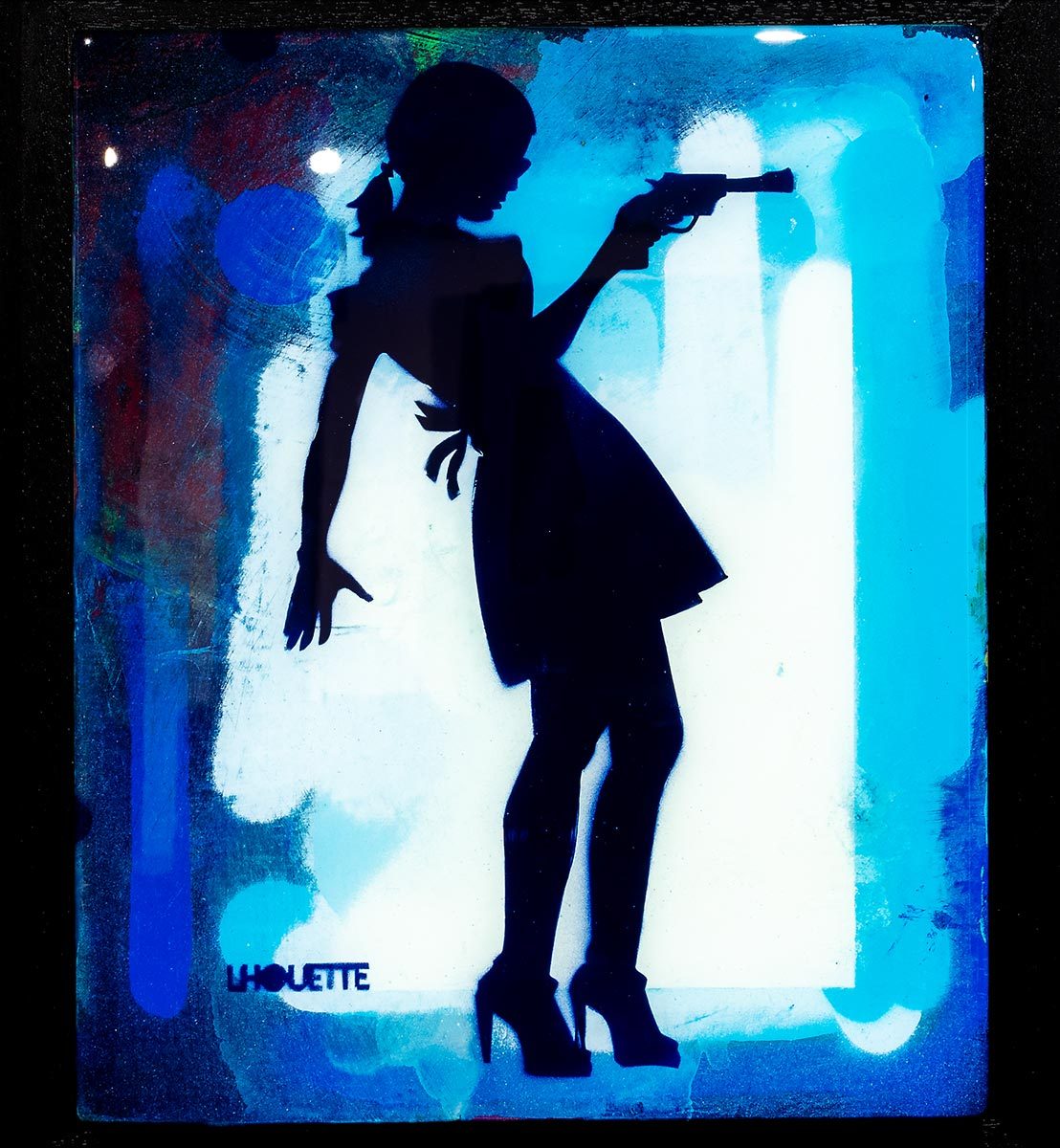 Little Miss Sunshine Mixer Signal Blue Lhouette Framed
