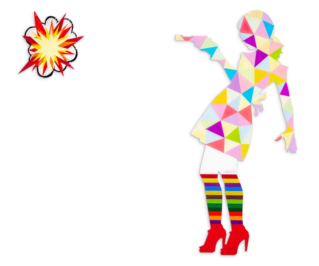 Little Miss Sunshine Pastel Geometric - Original Wall Sculpture - SOLD by artist Lhouette - Wyecliffe Galleries