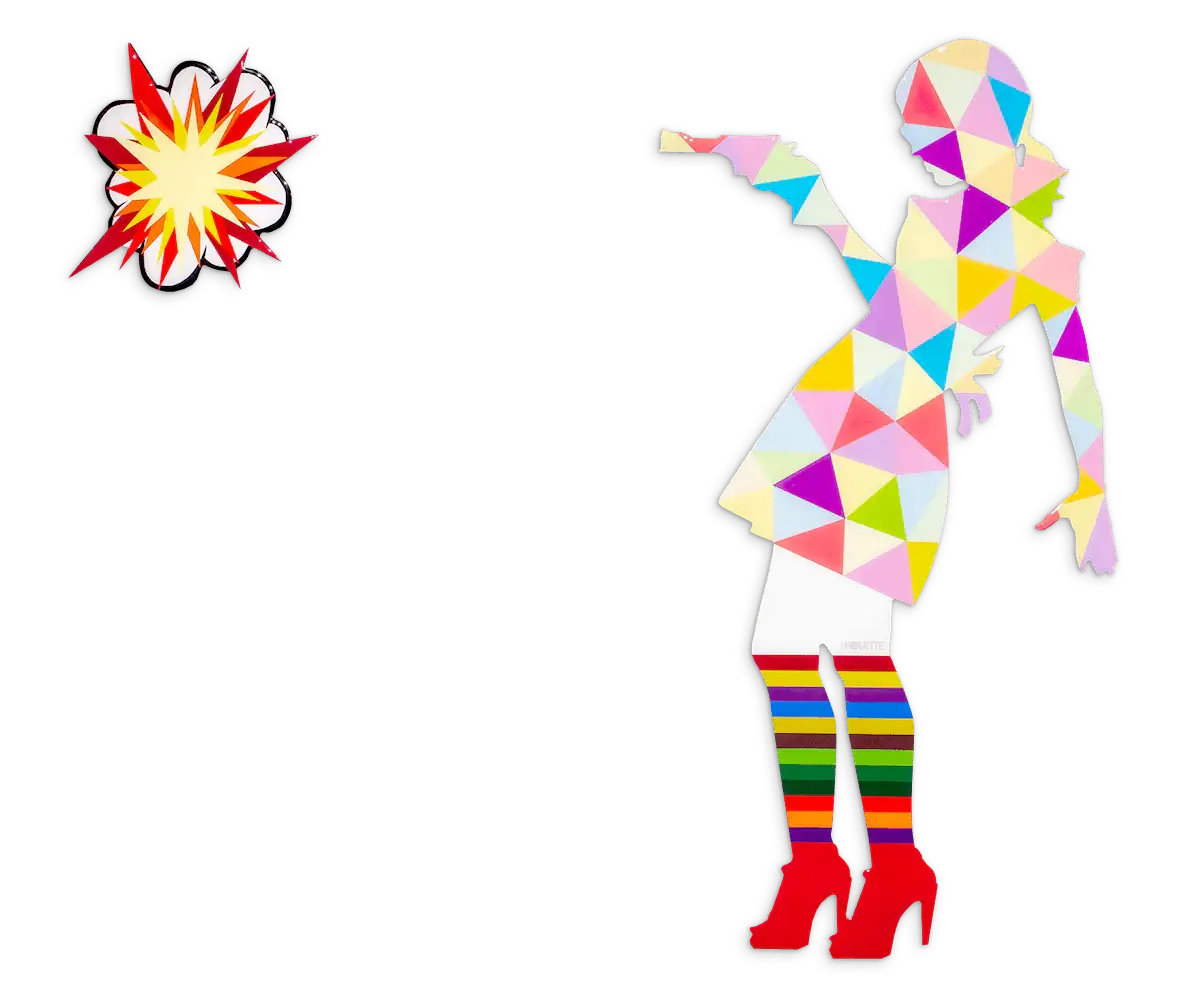 Little Miss Sunshine Pastel Geometric - Original Wall Sculpture - SOLD by artist Lhouette - Wyecliffe Galleries